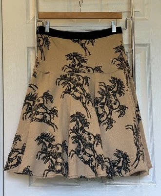 NWT Anthropologie Odille Sz 2 Wild Horses Tulle Lined Western Skirt Linen Blend