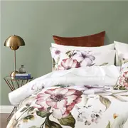 Bianca Minette White Cotton Sateen Quilt Cover Set Queen