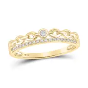 14k Yellow Gold Round Diamond Rolo Link Stackable Band Ring 1/12 Cttw