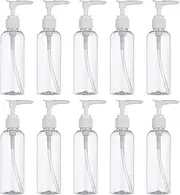 LALAFINA Hand Wash Dispenser 10Pcs Empty Plastic Pump Bottles Refillable Shampoo Containers Empty Lotion Dispenser for Home Travel Outdoor Use, 100ml, Transparent Travel Size Lotion