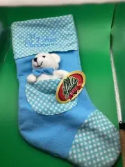 Baby’s First Stocking Teddy Bear Blue New W/ Tags