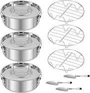 DJAPWPX Stainless Steel Flan Pan with Rack, Solid Mold Cooker, Safe Flan Pan Mold Cooker, Versatile Flan Cake Baking Pans for Your Kitchens