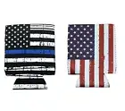 Thin Blue Line USA Flag Beverage Can Cooler Sleeves - Beer Holder