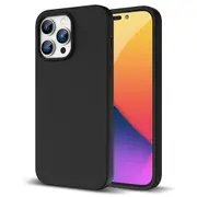 ZUSLAB iPhone 14 Pro Max Case Liquid Silicone Anti-Scratch Gel Rubber Shockproof Protective Cover with Soft Microfiber Lining for Apple (2022) - Black