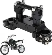 USTPO Motorcycle Top Triple Clamp 7/8" 22MM Upper Triple Tree Bar Mount with Risers Set CNC for KLX110 KLX 110 110L KLX110L 2002-2023 Black