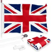 Combo Pack: 6 Feet Tangle Free Spinning Flagpole (White) UK United Kingdom