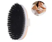 Dry Brushing Body Brush, Natural Bristle Dry Skin Exfoliating Brush - Black