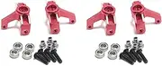 ISTOVO 4Pcs Metal Steering Cup Front Wheel with Bearing Upgrade Parts for 144001 1/14 RC Car,Red