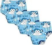 [GuoChe] Baby Girls Toilet Training Pants Blue Monkey Funny 3pcs Leakproof Traing Underpants Short Underwear for