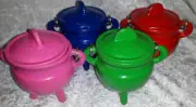 Coloured Cast Iron Cauldron / Potbelly / Pentagram - 7cm x 9cm