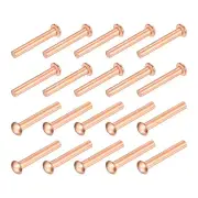 30 Pcs 1/8 " x 25/32" Round Head Copper Solid Rivets Fasteners