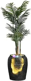 Water Fountain Outdoor Modern Water Fountain with Simulated Plants, Floor to Ceiling Water Humidifier for Living Room, for Entryway, Living Room, Balcony Outdoor Fountain(Black)