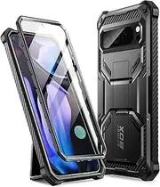 [i-Blason] Armorbox for Google Pixel 9 Case/Pixel 9 Pro Case [Built-in Screen Protector & Kickstand] [Support Fingerprint ID] Full-Body Military Protection Phone Case for Pixel 9 / Pixel 9 Pro, Black