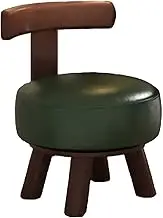 Small Low Stool with Backrest, Leather Rotatable Design Footstool and Ottomans, Comfortable Sitting Experience, Ideal for Living Room, BedroomGreen,28CM