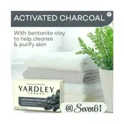 Yardley of London 3 Bars Soap Activated Charcoal Purifying Moisturizing 4.25 oz