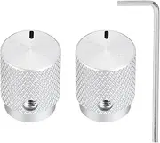 uxcell 2 Pcs Aluminium Potentiometer Knobs, 1/4"(6mm) IDx1/2(12.5mm) ODx5/8(16mm) Height Universal Volume Tone Control Knobs for Guitar, Bass, Oval Indicator, Matte Silver