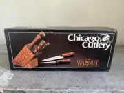 NOS 1985 Chicago Cutlery Walnut 6 Pc Cutlery Block Set 102 62 61 42 66 CL38W8