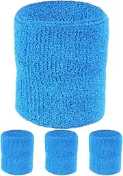 Golf Wrist Sweatbands Wrist Sweat Bands 2 Pairs Sports Wristband Elastic Absorbent Sports Sweatbands for Football Basketball Running Golf Work Out Sky-blue Wrist Sweatbands