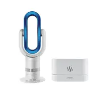 ANGELO 2In1 Hot Cool Bladeless Fan with Aroma Diffuser Air Humidifier Set 9 Timer Remote Control 10 Speeds White Blue