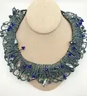 Rara Avis by Iris Apfel 18" Beaded Collar Necklace - Navy - NWT