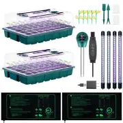 Seed Starter Tray with Grow Lights & Heat Mat 80 Cells 2-Pack