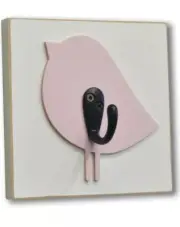 Lot of 2! Homeworks Etc. baby nursery wall decor hooks pink bird BRAND NEW