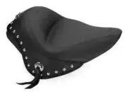 Black Studded Wide Touring Solo Driver Seat w Conchos Harley Softail 2012-2017