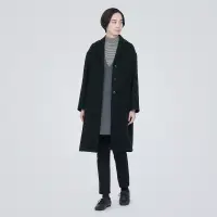 在飛比找博客來優惠-【MUJI 無印良品】女再生羊毛混西裝式大衣 S 黑色