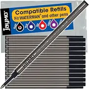 [Jaymo] 24 - Black Waterman Compatible Rollerball Pen Refills - Smooth Writing German Ink and Fine .5 mm Tip - Compare to Waterman #S0112670/540951/54090