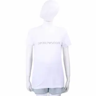 Emporio Armani GA老鷹標誌白色V領棉質TEE T恤(女款)