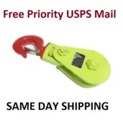 Snatch Block 2 Ton 3" w Hook for 3/8" Wire Rope Cable Roll Back Wrecker Recovery