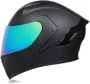 Full Face Motorcycle Helmet with Double Visor Modular Motorcycle Helmet ECE Approved Lightweight and Durable Motorbike Street Bike Helmet E,L=57-58CM
