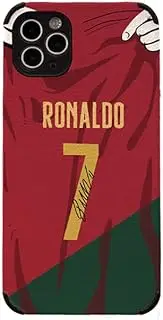 Slrioks Ronaldo Jersey Phone Case Soccer Case for iPhone 14 13 12 11 Pro Max Plus Mini Xr Xs X 7 8 Thin Leather Silicone Shockproof