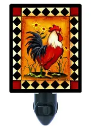 Kitchen Decorative Photo Night Light, Red Rooster, Country, Chicken