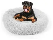 Dog Bed, Cat Calming Bed, Faux Fur Pillow Pet Donut Cuddler Round Plush Bed