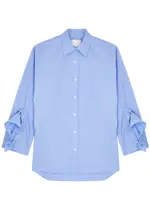 3.1 Phillip Lim Ruffle-trimmed Cotton-blend Poplin Shirt - Blue - M (UK12 / M) M (UK12 / M)