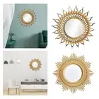2 Pieces Gold Hanging Sun Shaped Mirror Bathroom Decor Vanity Supplies
