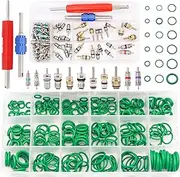 TWTADE Car A/C Repair Kit - 102PCS Car Air Conditioner Valve Core Kit + 270PCS Green Rubber O-Ring Kit,A/C R12 R134a Refrigeration Tire Valve Stem Cores with Remover Tool,AC O Rings System Seal Kit