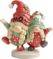 Funny Garden Gnomes - Mother and Daughter Dwarf Garden Sculptures, Resin Dwarf Sculptures Mother's Day Decor, Gnome Statue Outdoor Decor