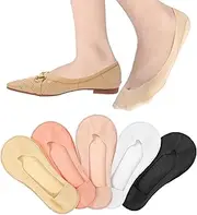 [Abeillo] No Show Socks Womens, 5Pairs Non Slip Heel Ultra Low Cut Liner Socks for Women, Footies Invisible Socks for Flats (UK Size 4-7), Black, 4.5-8 US