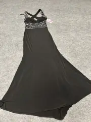 Hailey Logan By Adrianna Papell Womens Formal Black Sequined Dress Size 13/14