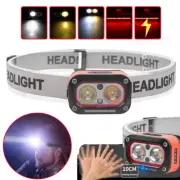5 Mode LED Head Torch Sensor Lamp Headlamp Rechargeable Camp Headtorch Headlight