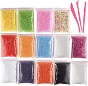 Micro-Polystyrene Beads Small Foam Balls Slime Beads Set with 3 Slime Tools Fit for Slime Making Art DIY Craft, (Contain No Slime)