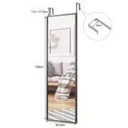Adjustable Height Full-Length Mirror for Wall or Door, Brown Finish, 3 kg