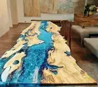 Live Edge Coffee Table, Blue Epoxy table,Handmade Solid Walnut Wood Coffee Table