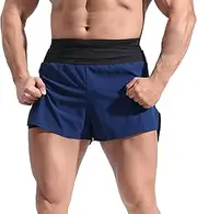 [Aosufei] Men's Adjustable Elastic Waist Stretchy Shorts 3" Quick Dry Lightweiht Shorts Casual Sports Shorts with Pockets