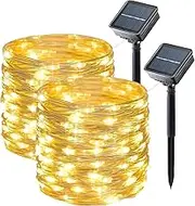 Xmart Solar Fairy Lights Outdoor,2 Pack 20M 200 LED Upgraded Oversize Lamp Beads Solar String Light Outdoor, 8 Modes Solar Lights IP65 Waterproof for Garden Patio Wedding Party (WarmWhite 2Pack)