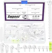 Swpeet 52Pcs Concrete Wall Hooks Kit, Picture Hanging Hooks, Picture Frame Hangers, Invisible Hanger Hooks, No Damage Wall Hooks in Drywall Stucco Concrete Hard Walls for Photo Frame Paintings