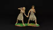 Collectible painted TIN miniature Adam and Eve leaving the Garden of Eden