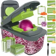 Food Chopper Manual Hand with Container, Mandolin Vegetable Slicer Onion Dice...